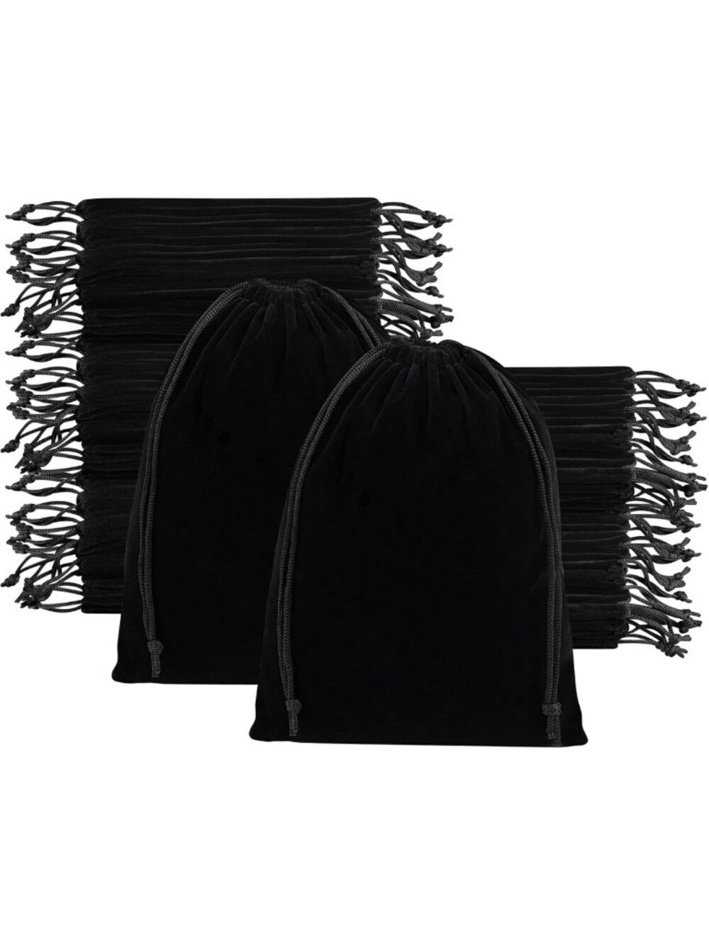 Bulk Velvet Drawstring Gift Bags - 50 Pack, 7x9 Inch, Black - Perfect for